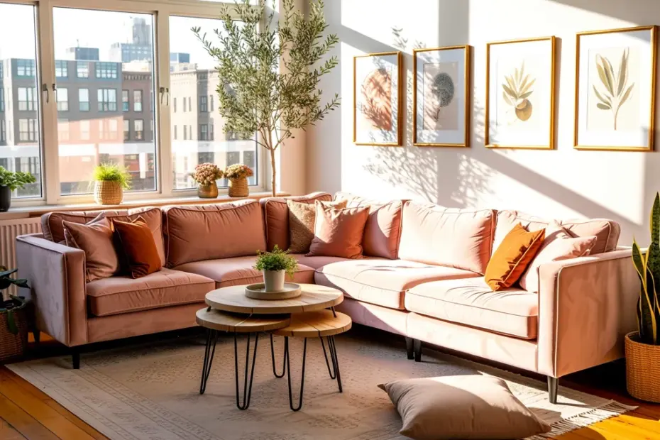 Modular Sectional in Rust Brown | Reversible Performance Fabric Sofa for Living Room